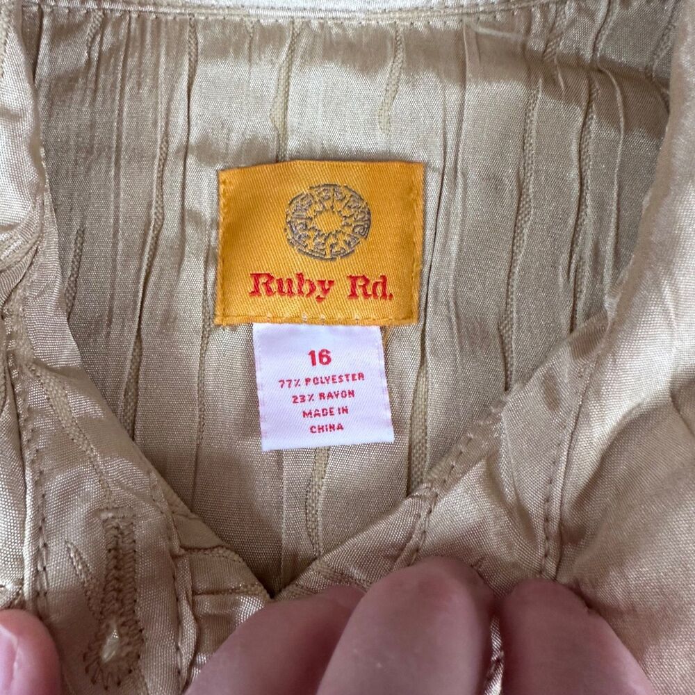 Ruby Rd Champagne Textured Button Jacket Women’s … - image 3